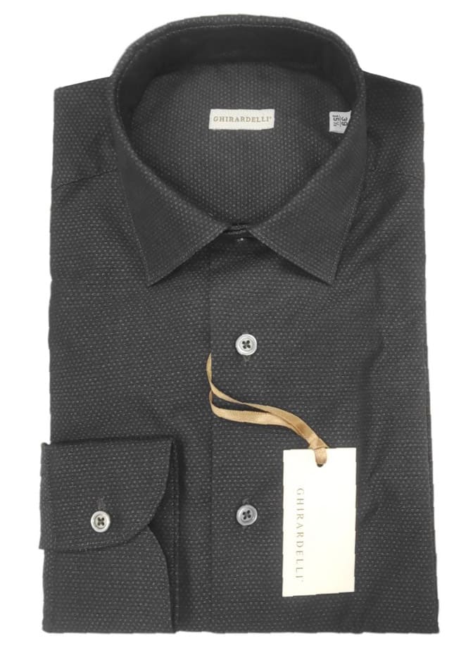 Camicia manica lunga cotone - grigio falso unito - GHIRARDELLI