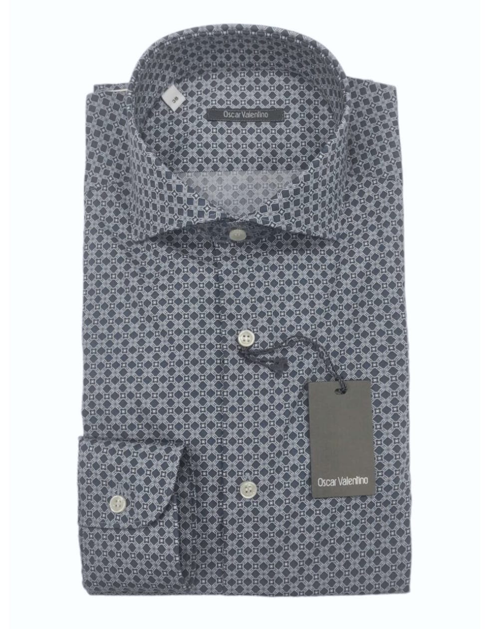 Camicia manica lunga cotone - grigio fantasia - OSCAR VALENTINO