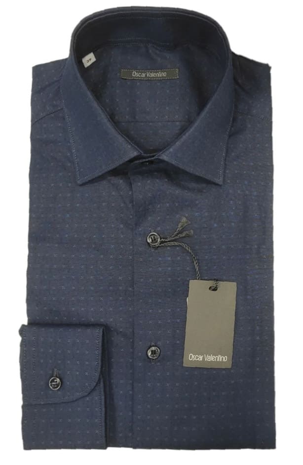 Camicia manica lunga cotone - fantasia/fondo blu navy - OSCAR VALENTINO