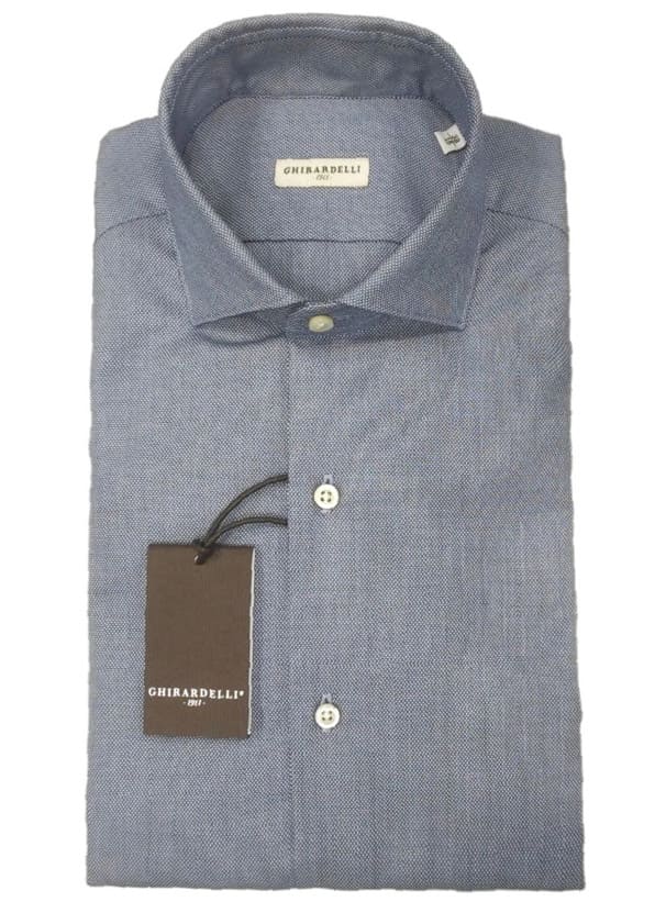 Camicia manica lunga cotone - celestone operato - GHIRARDELLI