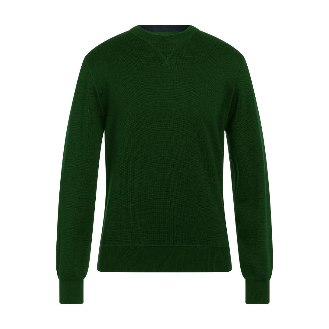 Maglia girocollo in misto lana taglio felpa - verde- NAVIGARE