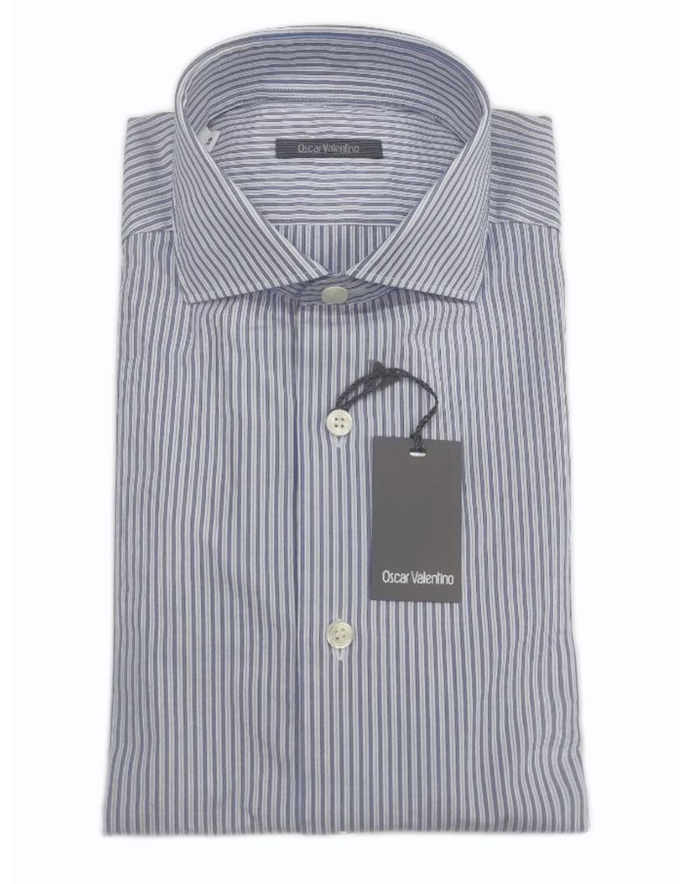 Camicia manica lunga - celeste rigato - OSCAR VALENTINO