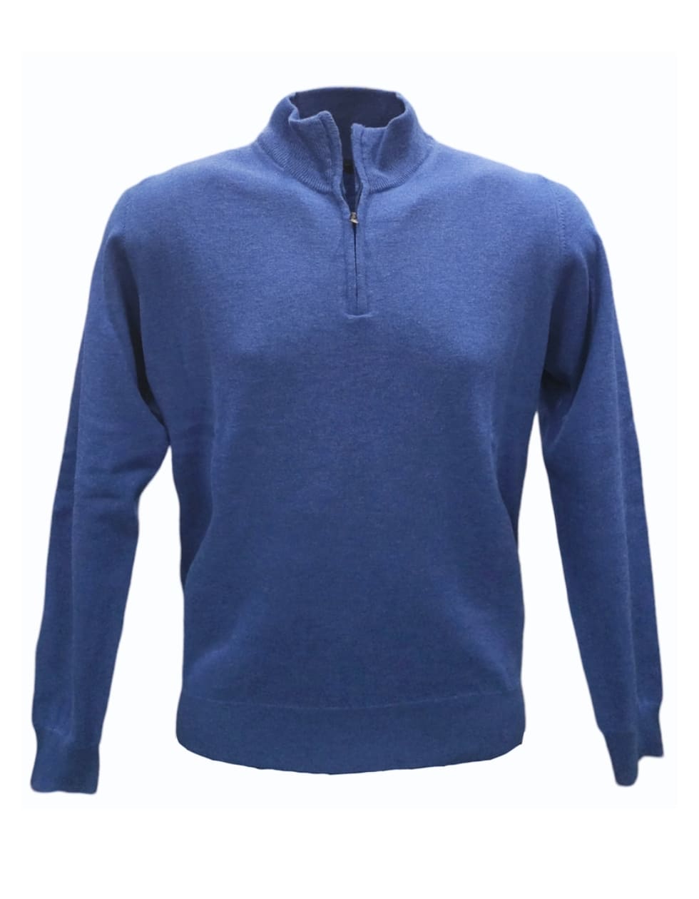 Lupetto mezza-zip in pura lana morbida - bluette - FERRANTE