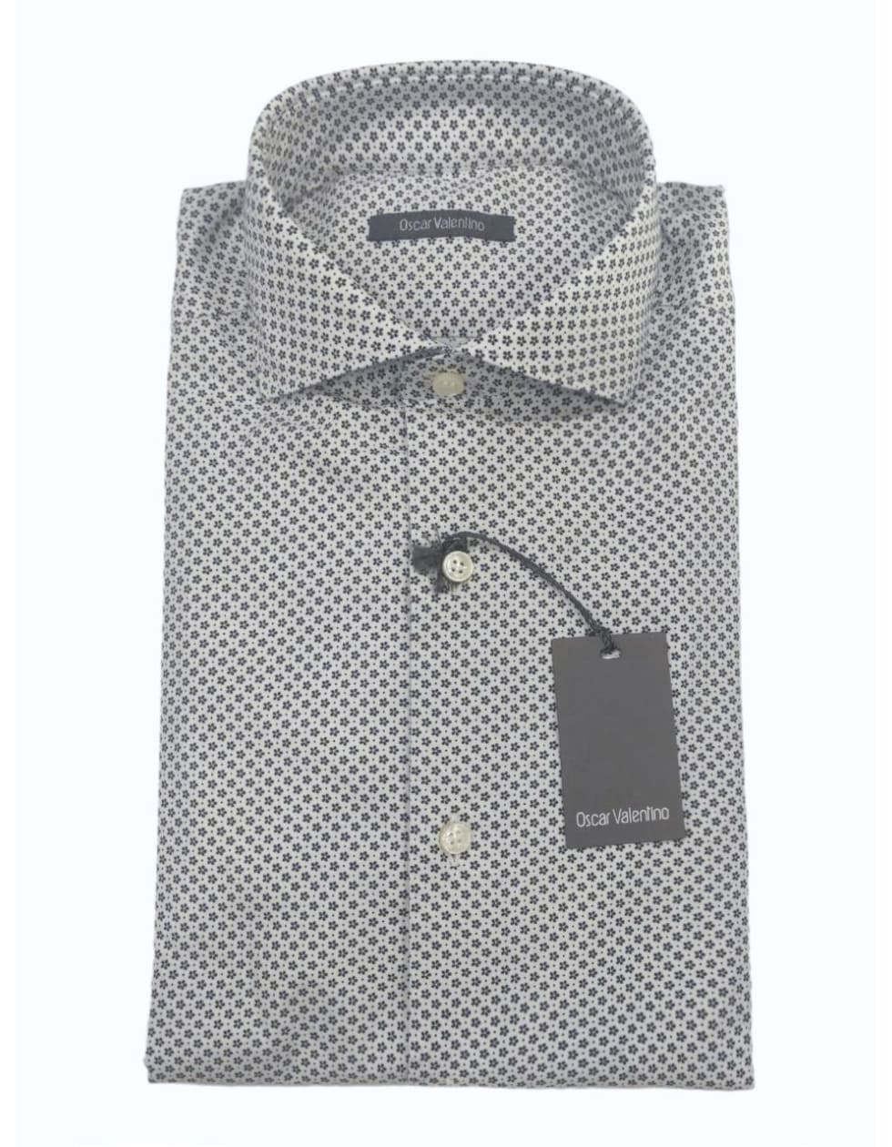 Camicia manica lunga cotone - fiorellini scuri/fondo bianco - OSCAR VALENTINO
