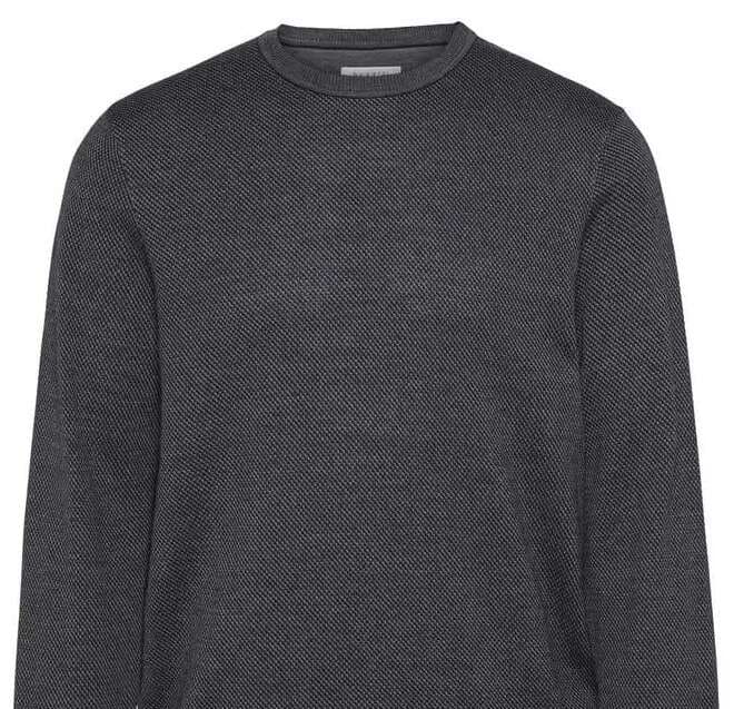 Maglia girocollo in misto lana - falso unito grigio/nero- BUGATTI