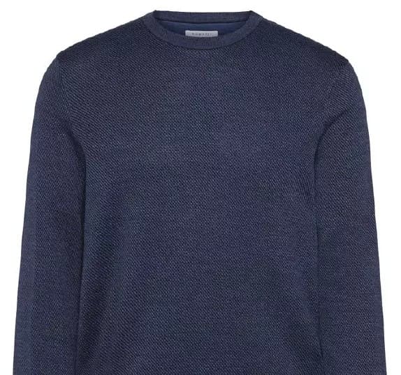 Maglia girocollo in misto lana - falso unito blu/nero- BUGATTI
