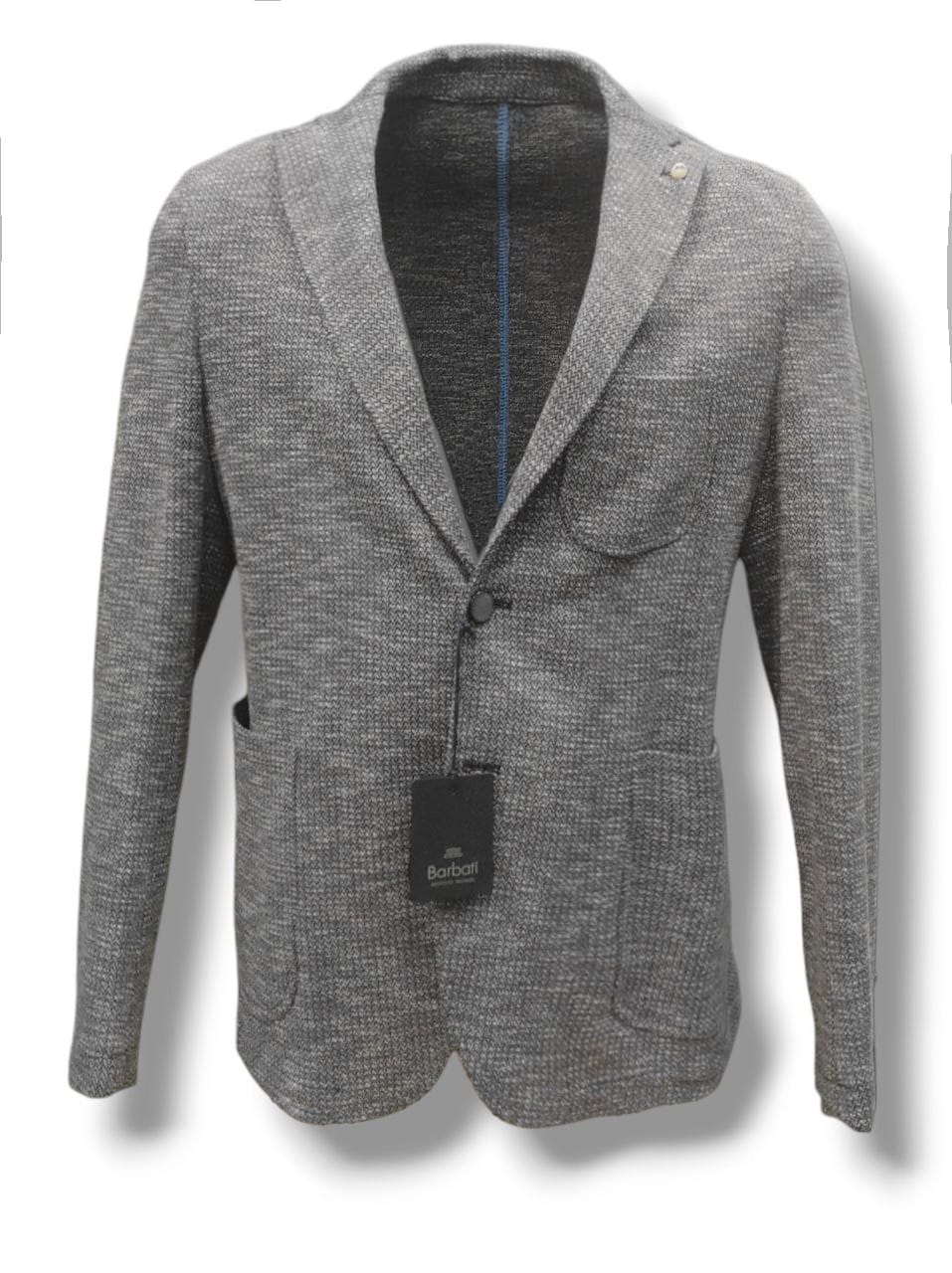 Giacca in maglia elasticizzata - grigio/blu - BARBATI