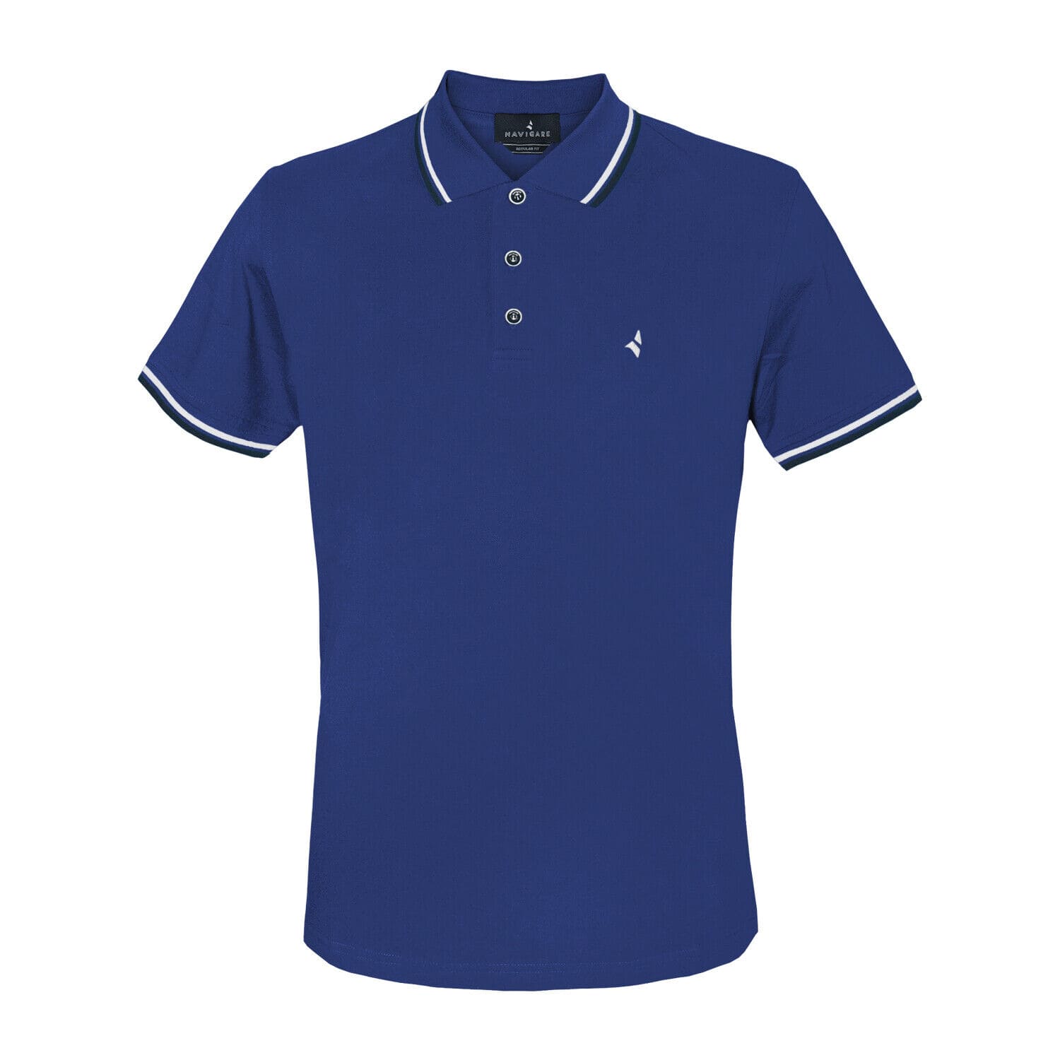 Polo manica corta cotone piquet - bluette contrasti blu/bianco- NAVIGARE