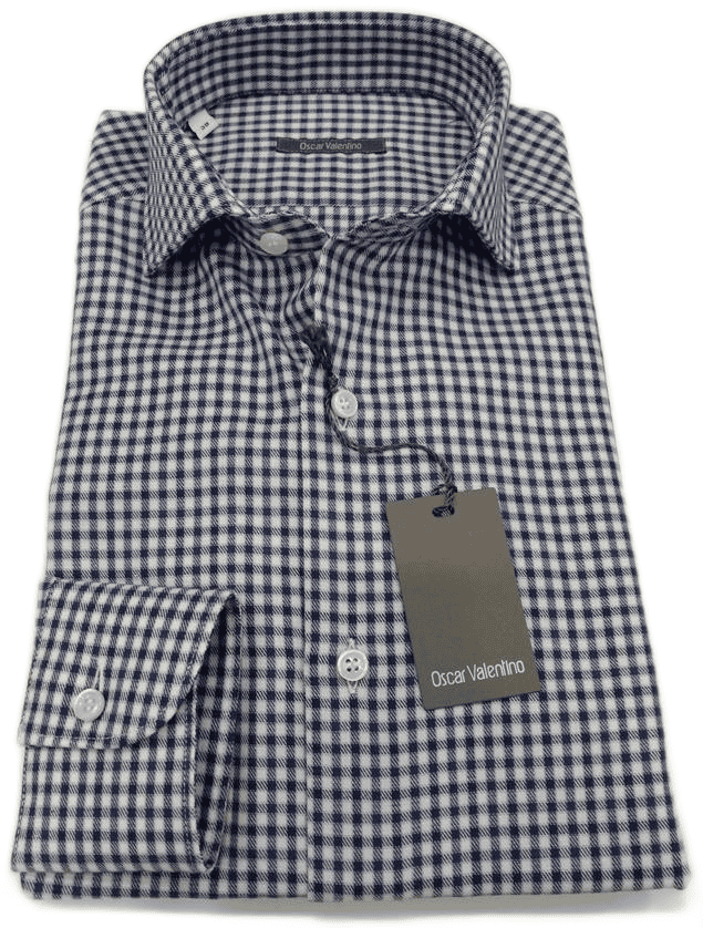 Camicia manica lunga in caldo cotone - verde/blu quadretto - OSCAR VALENTINO