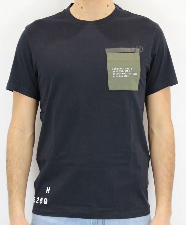 T-shirt manica corta con taschino - blu scuro - MANUEL RITZ