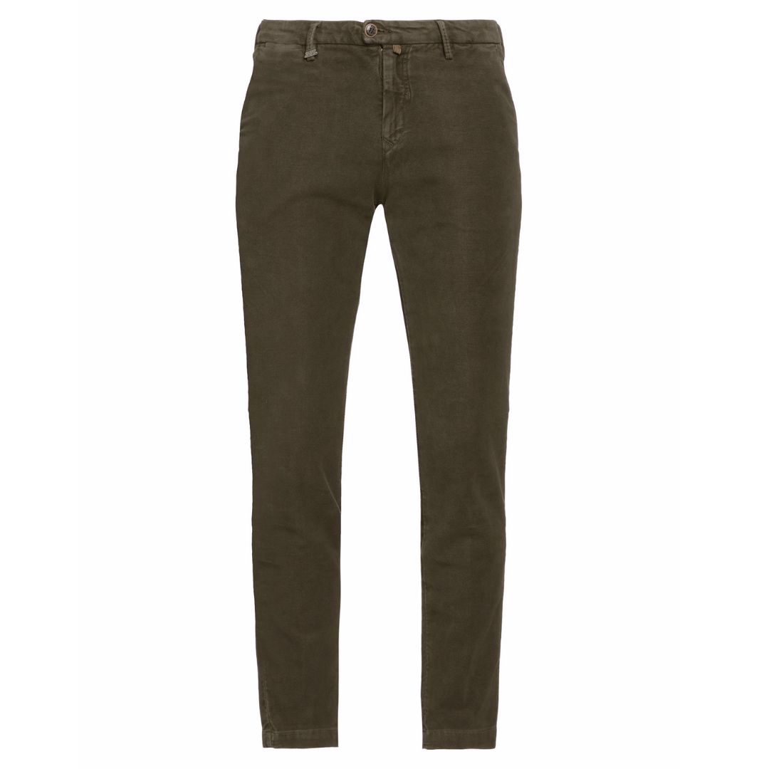 Pantaloni invernali in velluto liscio elasticizzato - fango - BARBATI